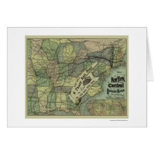 New York central & Hudson järnvägkarta 1876 Hälsningskort