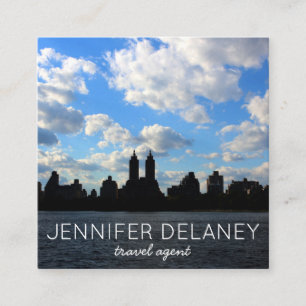 New York Central Park City Clouds Photo Travel Fyrkantigt Visitkort