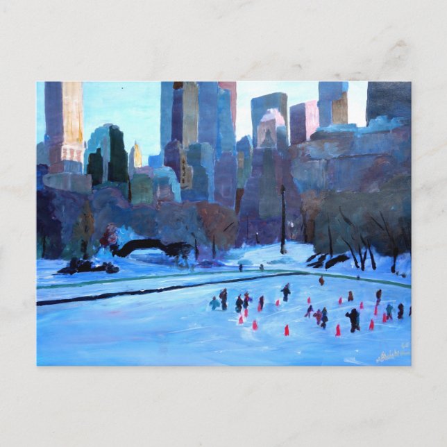 New York Central Park Ice and Winter in Manhattan Vykort (Framsida)