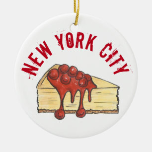 New York Cherry Cheesecake Slice NYC Julgransprydnad Keramik