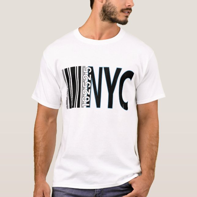 New York City 1625 Barcode Design T Shirt (Framsida)