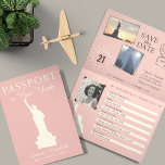 New York City 21ST Birthday Passport Inbjudan<br><div class="desc">En roligt 21:A födelsedagsgiftsöverraskning! Behöver du en roligt till ge a resa som gåva? Skicka ett pass med all information. Jag har tagit med två foton jag tog på en NYC-semester så att du kan behålla de där bilderna eller lägga till dina egna. FÄRG KOMMER ATT TRYCKAS I Dusty Rosa...</div>