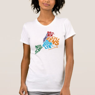 New York City 5 Boroughs Calligram Karta T-shirt