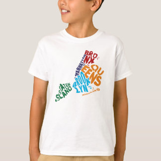 New York City 5 Boroughs Calligram Karta Tee