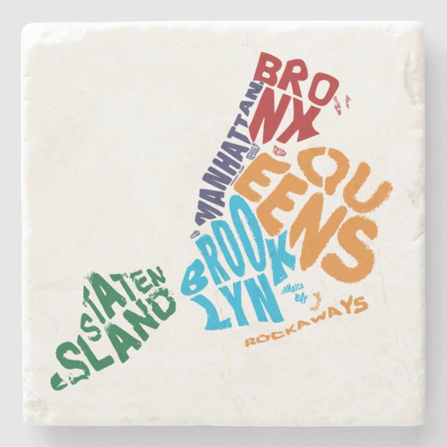 New York City 5 stadCalligram karta Stenunderlägg (Framsidan)