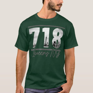 New York City 718 Area Code Skyline Queens NY NYC T Shirt