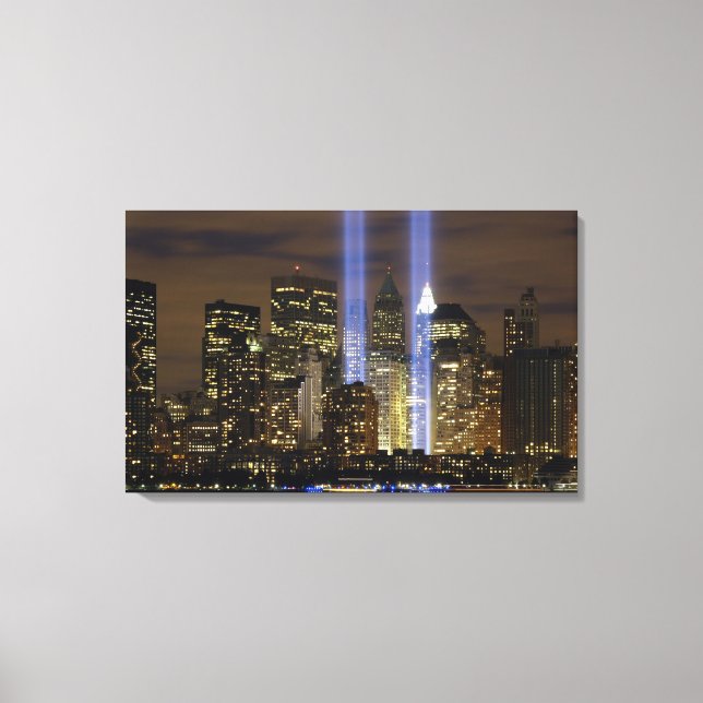 "New York City" 911-hyllning med Ljus Väggkonst Canvastryck (Framsida)