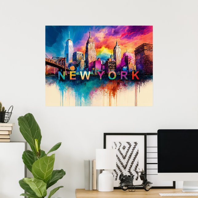 New York City Abstrakt Konst Poster (Hemmakontoret)