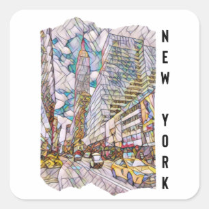 New York City Aesthetic Mosaic Art Fyrkantigt Klistermärke
