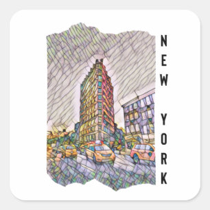 New York City Aesthetic Mosaic Art Fyrkantigt Klistermärke