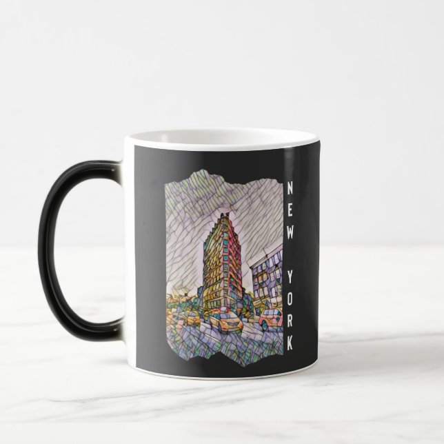 New York City Aesthetic Mosaic Art Magisk Mugg (Vänster)
