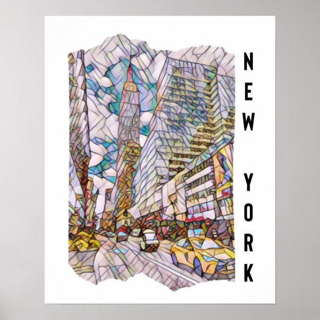 New York City Aesthetic Mosaic Art Poster (Framsidan)