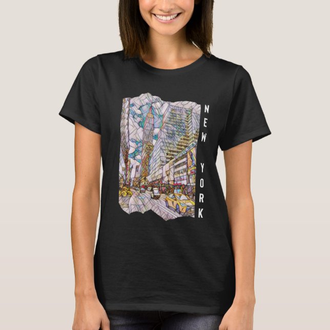 New York City Aesthetic Mosaic Art T Shirt (Framsida)