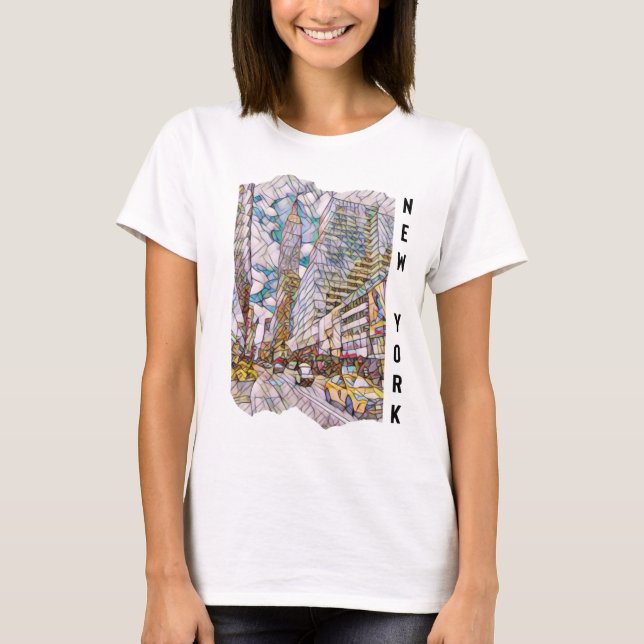 New York City Aesthetic Mosaic Art T Shirt (Framsida)