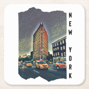 New York City Aesthetic Photo Art Underlägg Papper Kvadrat