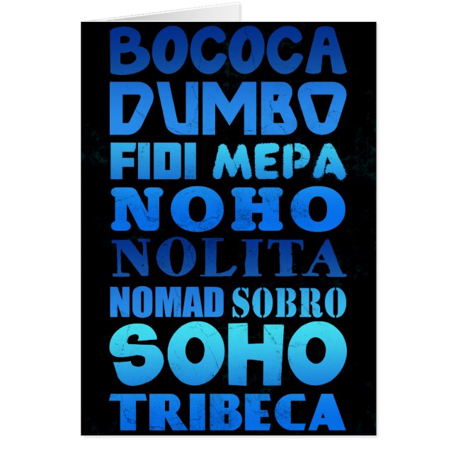 New York City akronymer Hälsningskort (Framsidan)