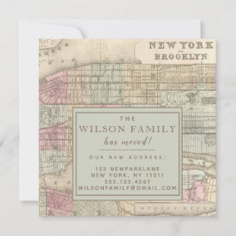 New York City Antique Karta Flytta Announcement Inbjudningar