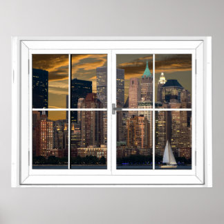 New York City artificiellt fönsterperspektiv Poster
