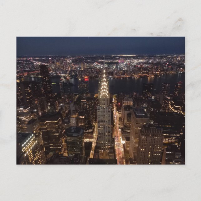 New York City at night - Chrysler Building Vykort (Framsida)