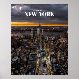 New York City at Night Skyline - United Stater Poster