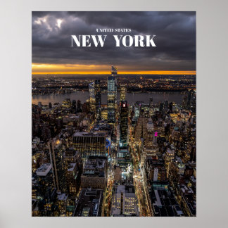 New York City at Night Skyline - United Stater Poster