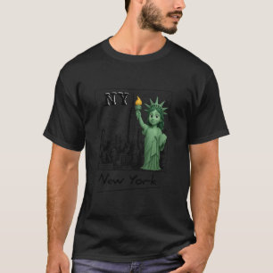 New York City Baby Staty över Frihetens Panorama S T Shirt