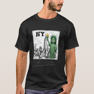 New York City Baby Staty över Frihetens Skiss på S T Shirt