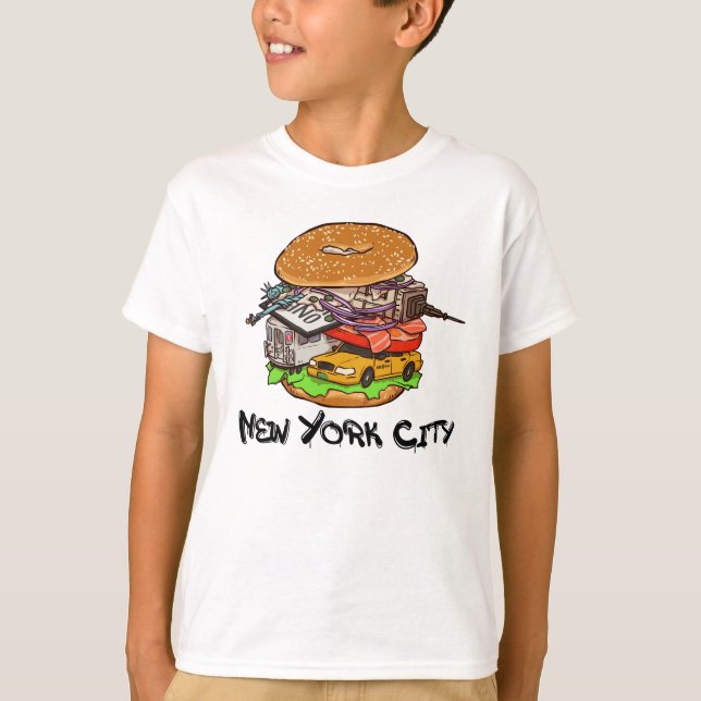 New York City Bagel med allt NYC T Shirt (Framsida)