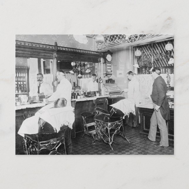 New York City Barber Shop, 1895 Vykort (Framsida)