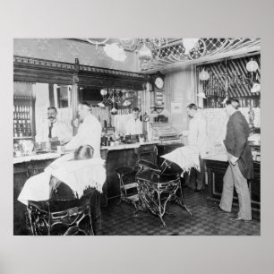 New York City barberare, 1895. Vintagefoto Poster
