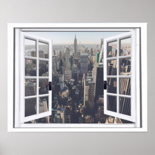 New York City beskådar Fauxfönstret Poster