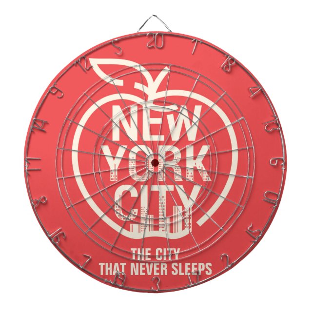 New York City Big Apple Modern Red Roligt Darttavla (Framsidan)