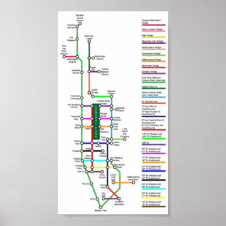 New York City Bike Karta Poster