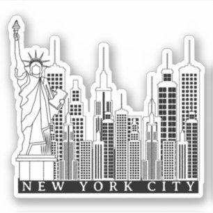 New York City Black and White Silhouette Klistermärken