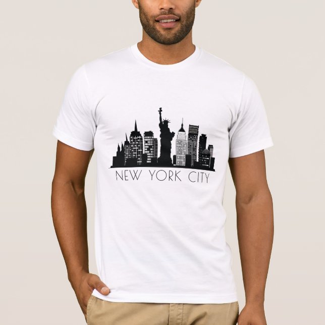 New York City Black and White Silhouette T Shirt (Framsida)