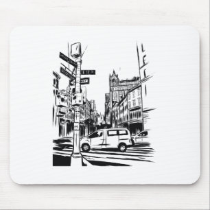 New York City Black and White Urban Street Scene Musmatta