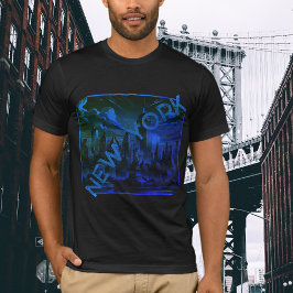 New York City Black Blue Namn Graphic T-Shirt