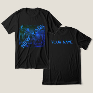 New York City Black Blue Namn Graphic T-Shirt