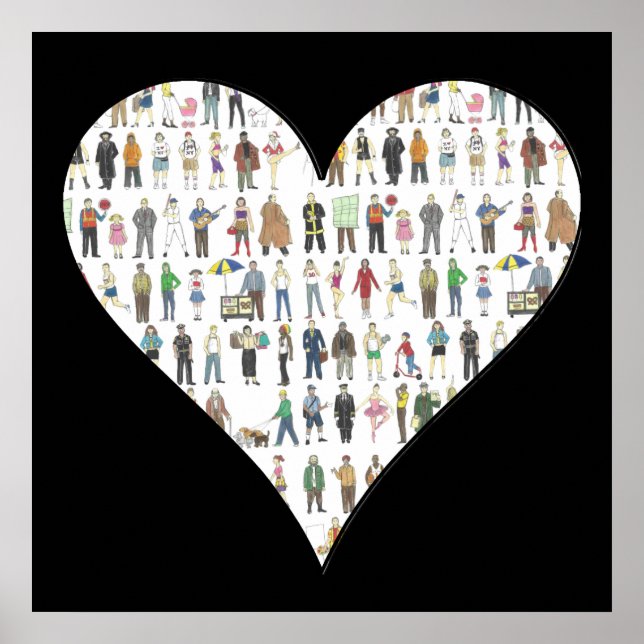 New York City Black Heart NYC Art Poster (Framsidan)