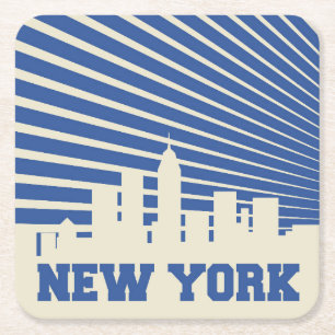 New York City Blue Underlägg Papper Kvadrat