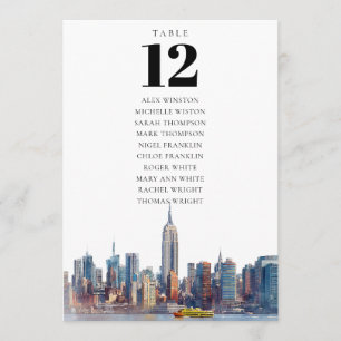 New York City Bordnummer Sittplatskarta Inbjudningar