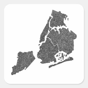 New York City Borough's Karta Fyrkantigt Klistermärke