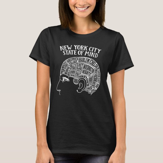 New York City Brain Head Design T Shirt (Framsida)