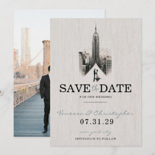 New York City Bride & Groom Save Date Spara Datumet
