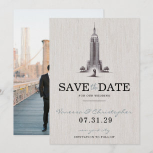 New York City Bride & Groom Save Date Spara Datumet