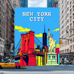 New York City Bright Art Travel Vykort