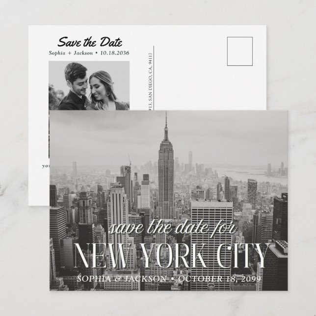 New York City Bröllop Spara Datum Retro Postkort Vykort (Fram/baksida)