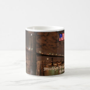 New York City - Brooclyn Bridge by Night - USA - Kaffemugg