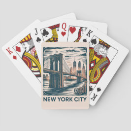 New York City Brooklyn Bridge Bold Retro Skyline Casinokort