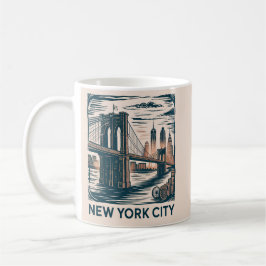 New York City Brooklyn Bridge Bold Retro Skyline Kaffemugg